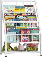 📚 white 4-tier metal kids bookshelf with toy storage organizer - ideal for toddlers, infants, and young children in bedroom, study room, playrooms, and nursery (25.7-inch) logo