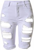 high waist distressed short jeans for women with ripped holes and washed look by olrain logo