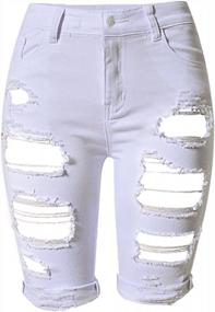 img 4 attached to High Waist Distressed Short Jeans For Women With Ripped Holes And Washed Look By OLRain