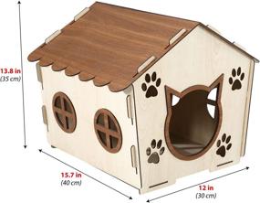 img 2 attached to SIABELLE® Wooden Cat House with Cushion - Indoor Cat Furniture with Washable Cushion - Ideal Pet House for Small Dogs, Bunnies, and Hamsters (+1 Cushion)