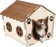 siabelle® wooden cat house with cushion - indoor cat furniture with washable cushion - ideal pet house for small dogs, bunnies, and hamsters (+1 cushion) logo