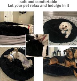 img 3 attached to 🐾 Washable Calming Dog Cat Bed - Faux Fur Round Bed for Dogs of All Sizes - Anti Anxiety Cozy Soft Plush Donut Cuddler Bed with Waterproof Non-Slip Bottom - Indoor Cat Pet Cushion Bed