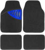 enhanced performance pic auto carpet car floor mats with blue carbon fiber heel pad - front and rear mats universal fit for suvs, sedans, vans (4 pcs) logo