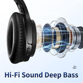 img 3 attached to JUECHE D10 Pro Bluetooth Headphones: 60H Playtime, Hi-Fi Stereo Sound, Deep Bass, TF Card, FM Radio & Mic - Perfect for Travel, Work, TV, PC, Online Class, Kids & Adults