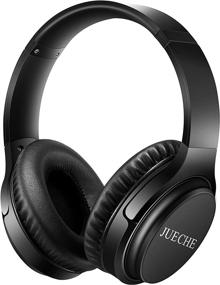 img 4 attached to JUECHE D10 Pro Bluetooth Headphones: 60H Playtime, Hi-Fi Stereo Sound, Deep Bass, TF Card, FM Radio & Mic - Perfect for Travel, Work, TV, PC, Online Class, Kids & Adults