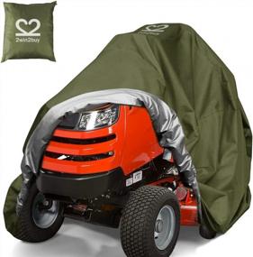 img 4 attached to Heavy Duty Waterproof Riding Lawn Mower Cover With UV Protection, Fits Decks Up To 54", Green Color With Drawstring & Storage Bag - Made Of 420D Oxford For Outdoor Use