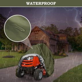 img 3 attached to Heavy Duty Waterproof Riding Lawn Mower Cover With UV Protection, Fits Decks Up To 54", Green Color With Drawstring & Storage Bag - Made Of 420D Oxford For Outdoor Use