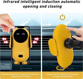 img 3 attached to 🚗 Convenient Wireless Car Charger & Phone Mount: Smart Sensor, Auto Clamping, Compatible with iPhone/Samsung (Yellow)