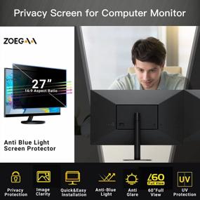 img 1 attached to Protect Your Privacy And Eyesight With Zoegaa'S 27 Inch Removable Monitor Screen Filter
