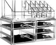 cq acrylic makeup organizer and skin care large clear cosmetic display cases, stackable storage box with 5 drawers for vanity - set of 2 logo