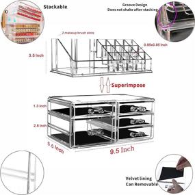 img 3 attached to Cq acrylic Makeup Organizer and Skin Care Large Clear Cosmetic Display Cases, Stackable Storage Box with 5 Drawers for Vanity - Set of 2