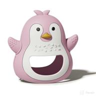 penguin teething toys: never drop, silicone chew toys for babies 0-12 months - bpa-free and perfect for sucking needs - pink logo