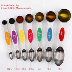 img 3 attached to Stainless Steel Double Sided Measuring Spoons Set - Teaspoon And Tablespoon For Dry & Liquid Ingredients
