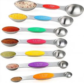 img 4 attached to Stainless Steel Double Sided Measuring Spoons Set - Teaspoon And Tablespoon For Dry & Liquid Ingredients