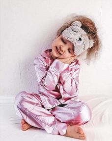img 3 attached to Girls' Long Sleeve Satin Button-Down Pajama Set For Toddlers And Babies - Soft Sleepwear PJs