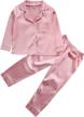 girls' long sleeve satin button-down pajama set for toddlers and babies - soft sleepwear pjs logo