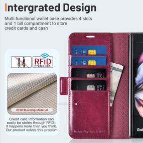 img 2 attached to OCASE Compatible Samsung Galaxy Z Fold 4 5G Wallet Case W/ S Pen Holder, RFID Blocking Kickstand Phone Cover 7.6 Inch - Burgundy