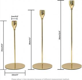 img 3 attached to VINCIGANT Gold Taper Candle Holders Set Of 3 - Perfect Wedding Table Centerpieces For Decoration