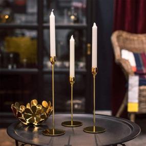 img 2 attached to VINCIGANT Gold Taper Candle Holders Set Of 3 - Perfect Wedding Table Centerpieces For Decoration