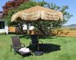 whiskey brown hawaiian themed 9 ft palapa tiki patio umbrella with crank lift and easy tilt - perfect for outdoor destinations logo