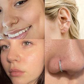 img 2 attached to Set Of 18G Surgical Stainless Steel Nose Rings Hoop And Studs For Women - MODRSA Nose Piercing Jewelry For Tragus, Cartilage And Helix Earrings; Screw And L-Shaped Nose Stud For Better Fit