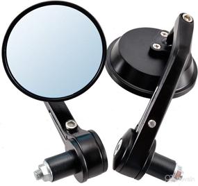 img 4 attached to 🛠️ Universal TUINCYN 7/8 Inch Motorcycle Handle Rearview Mirrors: Round Aluminum Rear View Mirror Adapter for Yamaha Honda Triumph Ducati - Black