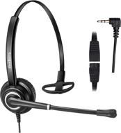 high-quality 2.5mm headset with noise canceling mic - compatible with dect at&t, vtech, panasonic phones - perfect for call centers, home office - jabra compatible logo