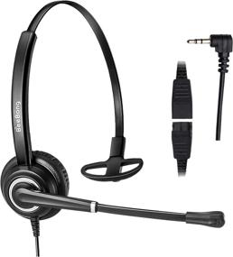 img 4 attached to High-Quality 2.5mm Headset with Noise Canceling Mic - Compatible with DECT AT&T, Vtech, Panasonic Phones - Perfect for Call Centers, Home Office - Jabra Compatible