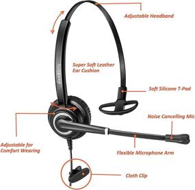 img 3 attached to High-Quality 2.5mm Headset with Noise Canceling Mic - Compatible with DECT AT&T, Vtech, Panasonic Phones - Perfect for Call Centers, Home Office - Jabra Compatible