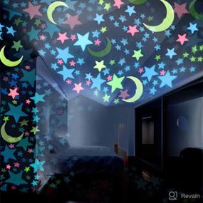 img 3 attached to 🌟 100PC 3D Glow-in-the-Dark Stars & Moons Wall Stickers for Kids' Bedroom and Baby Room Decoration