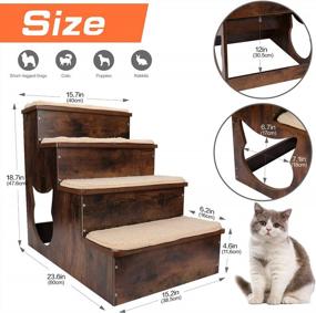 img 3 attached to Pet Stairs For Dogs And Cats - 4 Tier Wooden Steps For Bed And Couch, Ideal For Elderly, Injured, Or Short-Legged Pets Up To 160Lbs