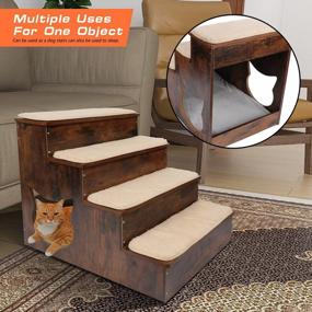 img 2 attached to Pet Stairs For Dogs And Cats - 4 Tier Wooden Steps For Bed And Couch, Ideal For Elderly, Injured, Or Short-Legged Pets Up To 160Lbs