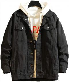 img 4 attached to Men'S Denim Trucker Jacket: Tebreux Button-Down Coat For Casual Outerwear