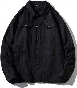 img 3 attached to Men'S Denim Trucker Jacket: Tebreux Button-Down Coat For Casual Outerwear