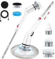 🧼 enhance cleaning efficiency with electric rechargeable spin scrubber: 5 replaceable brushes, 360 cordless power, adjustable extension handle for tile wall floor bathroom kitchen & tub logo