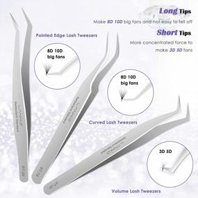 img 2 attached to 5-Piece Stainless Steel LANKIZ Tweezers Set For Volume Lash Extensions - Straight & Curved Tips, Fanning Applicator - Silver