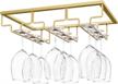 gold wine glass rack - under cabinet stemware holder for bar and kitchen cabinet - 3 rows of storage hangers by nuovoware logo