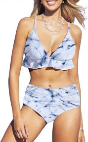 img 4 attached to Get Ready To Slay The Beach Look With SouqFone'S High Waist Ruffled Two-Piece Swimsuit!