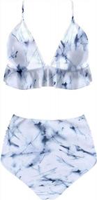 img 2 attached to Get Ready To Slay The Beach Look With SouqFone'S High Waist Ruffled Two-Piece Swimsuit!