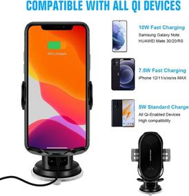 img 3 attached to 📲 Fast Wireless Car Charger Mount for iPhone 11/11Pro/11ProMax/XSMax/XS/X/8/8+ Samsung S10/S10+/S9/S9+/S8/S8+/Note- Qi 10W 7.5W Auto-Clamping Car Phone Holder Air Vent Compatible