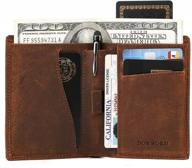 men's leather rfid blocking slim bifold front pocket wallet with money clip logo