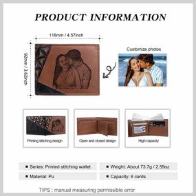 img 2 attached to Engraved Leather Bifold Wallet With RFID Protection - Personalized Word And Photo Design For Men'S Fashion - Ideal Gift For Groomsmen, Boyfriends, And Husbands (Opalstock)