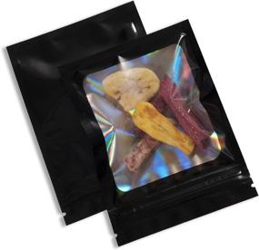 img 2 attached to 🔒 100 Pack Resealable Smell Proof Mylar Bags - 4 x 6 Inch Foil Pouches with Front Window - Black Flat Bags