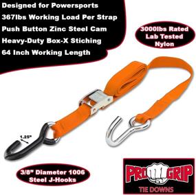 img 2 attached to Progrip Powersports Motorcycle Tie Down Straps Lab Tested (4 Pack) Orange