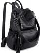 vegan leather designer women's backpack purse: fashionable rucksack convertible into shoulder bag with tassel for travel logo