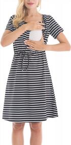 img 4 attached to Stylish And Practical: Bearsland Short-Sleeve Maternity Nursing Dress With Convenient Pockets