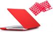 protect your macbook pro in style with ruban's red hard case and keyboard cover for older 13 inch models (2009-2012) logo