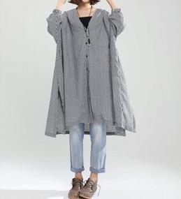 img 2 attached to Stylish Plus Size Plaid Shirt For Women - Ellazhu Button-Down Long Sleeve Black Shirt GA1505