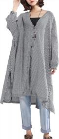 img 4 attached to Stylish Plus Size Plaid Shirt For Women - Ellazhu Button-Down Long Sleeve Black Shirt GA1505