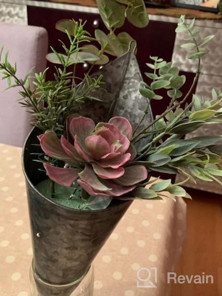 img 1 attached to Hallops Galvanized Wall Planters - Premium Farmhouse Metal Hanging Vase for Easter Flowers or Plants. Rustic Decor with Two (2) Large Tall Containers. Tin Style Bucket or Pocket Design. review by Tom Oberhue